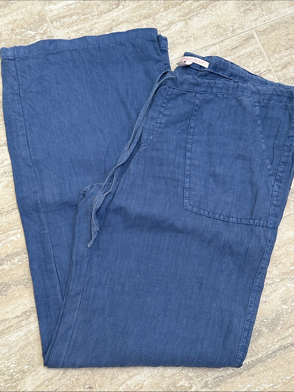 Victoria's Secret Blue drawstring Linen Pants